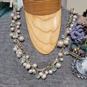 Carolee Beaded Necklace with Ribbon Clasp-adjustable length